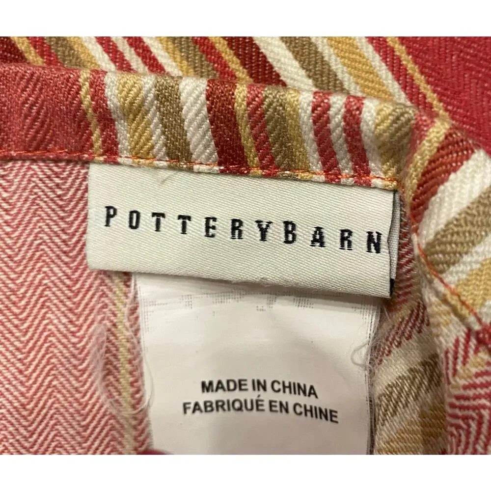 Pottery Barn Morgan Red Striped Cafe Valance Set of 2 44x13 Classic Y2K‎